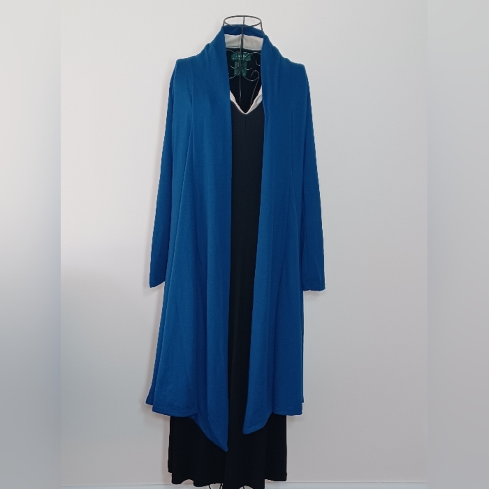 Rags& Couture Blue Open Front Longline Cardigan Size S